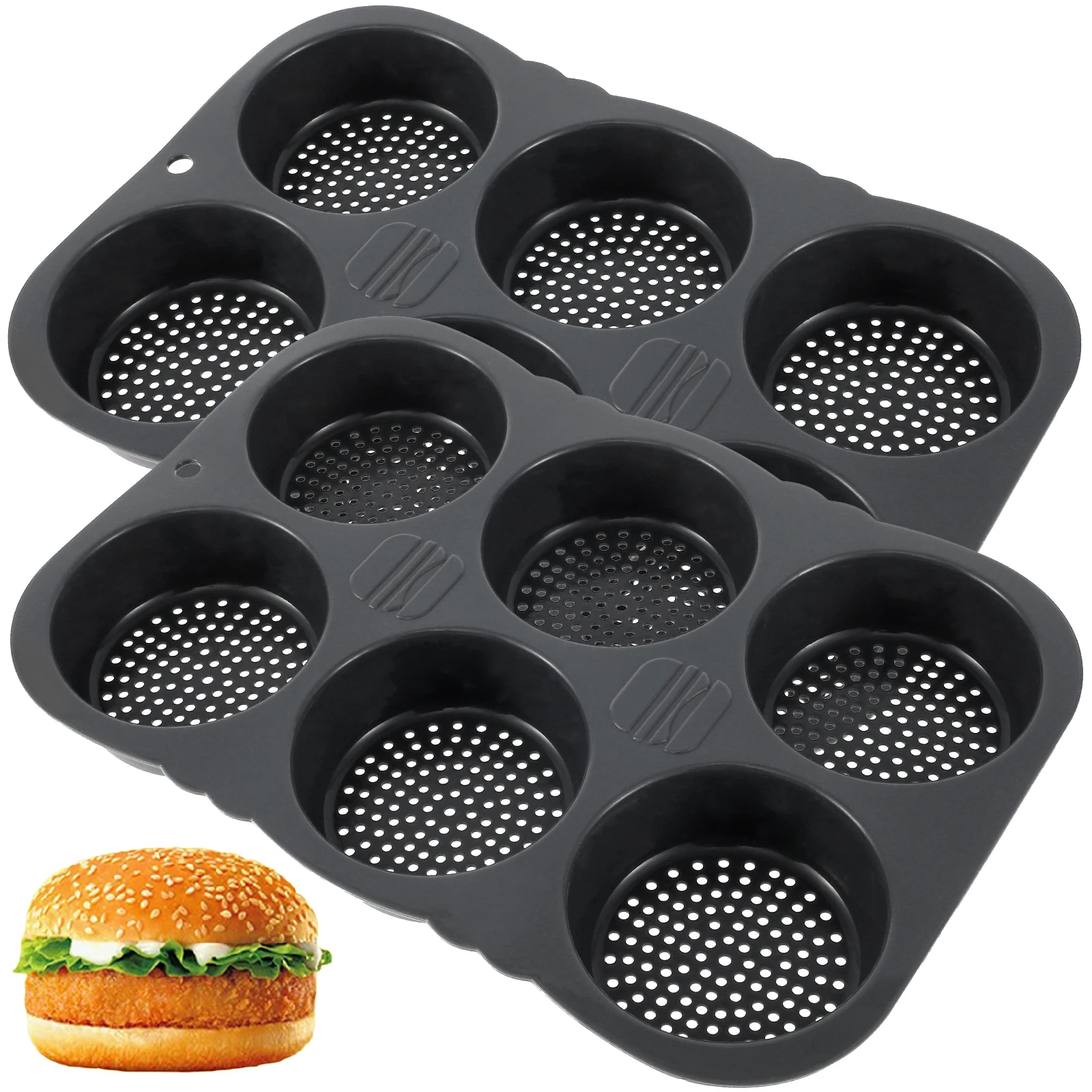 2Pcs Silicone Hamburger Bun Mold 6-Cavity Egg Muffin Baking Pan Non-Stick Silicone Bread Pan Multifunctional Reusable Hamburger
2Pcs Silicone Hamburger Bun Mold 6-Cavity Egg Muffin Baking Pan Non-Stick Silicone Bread Pan Multifunctional Reusable Hamburger