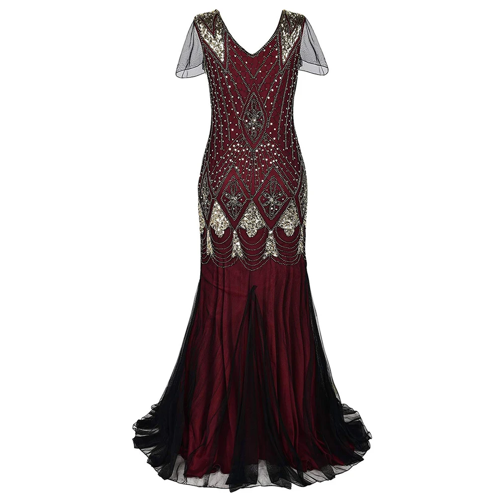 

2023 NEW Women's 1920s Vintage Sequin Full Fringed Deco Inspired Flapper Dress Roaring 20s Great Gatsby Dress Vestidos Mesh S-XL