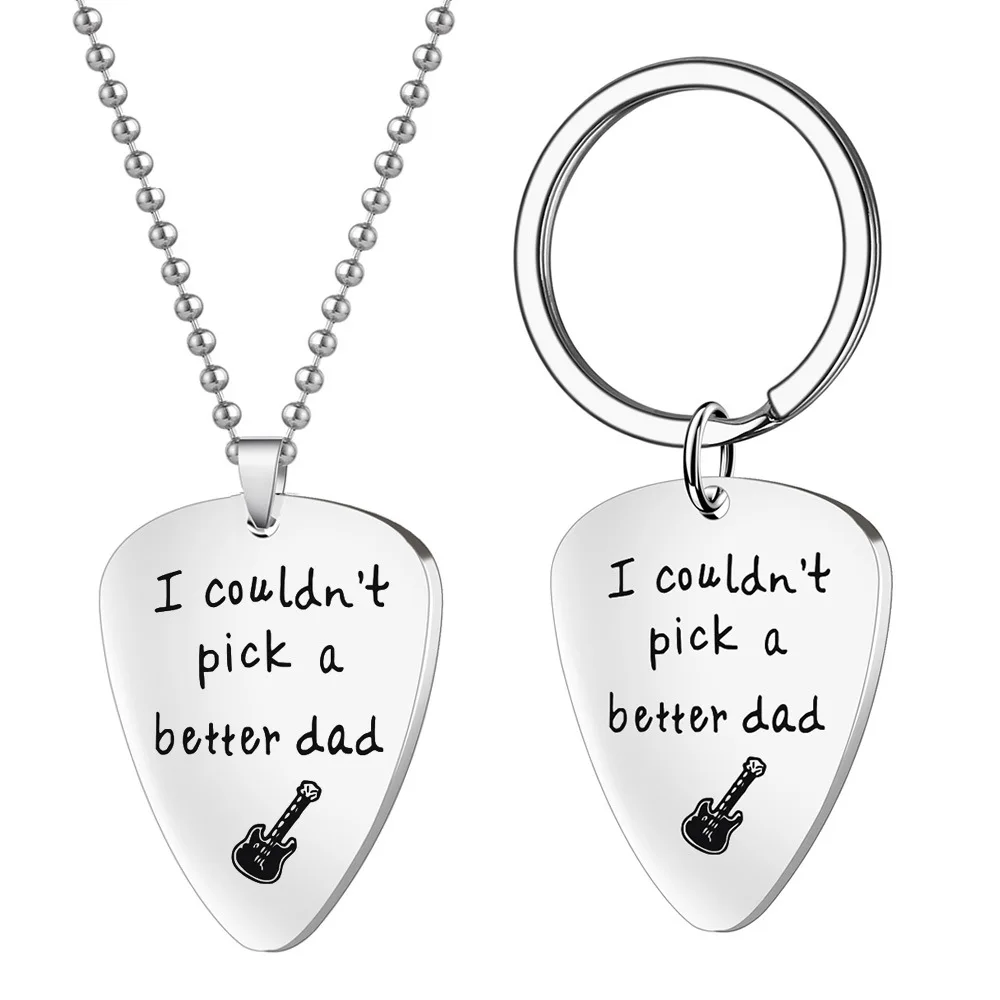 Personalized Custom Guitar Picks Keychain Father's Day Gift Stainless Steel Necklace
Personalized Custom Guitar Picks Keychain Father's Day Gift Stainless Steel Necklace