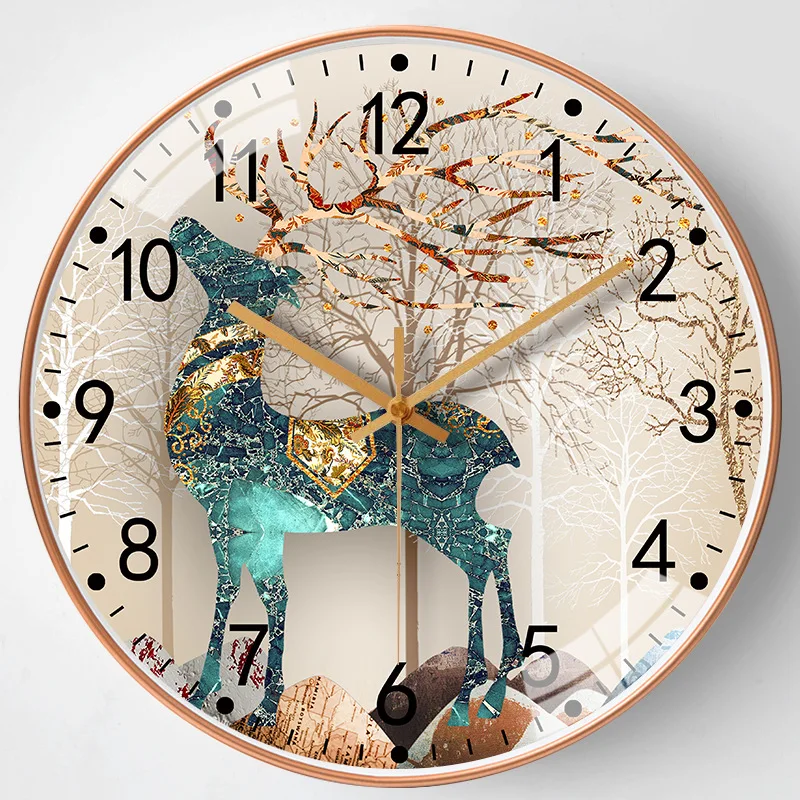 

8 10 12 Inch Retro Nordic Wall Clocks Deer Design Silent Clock For Living Room Bedroom Kitchen Office Home Decor Free Shiping
