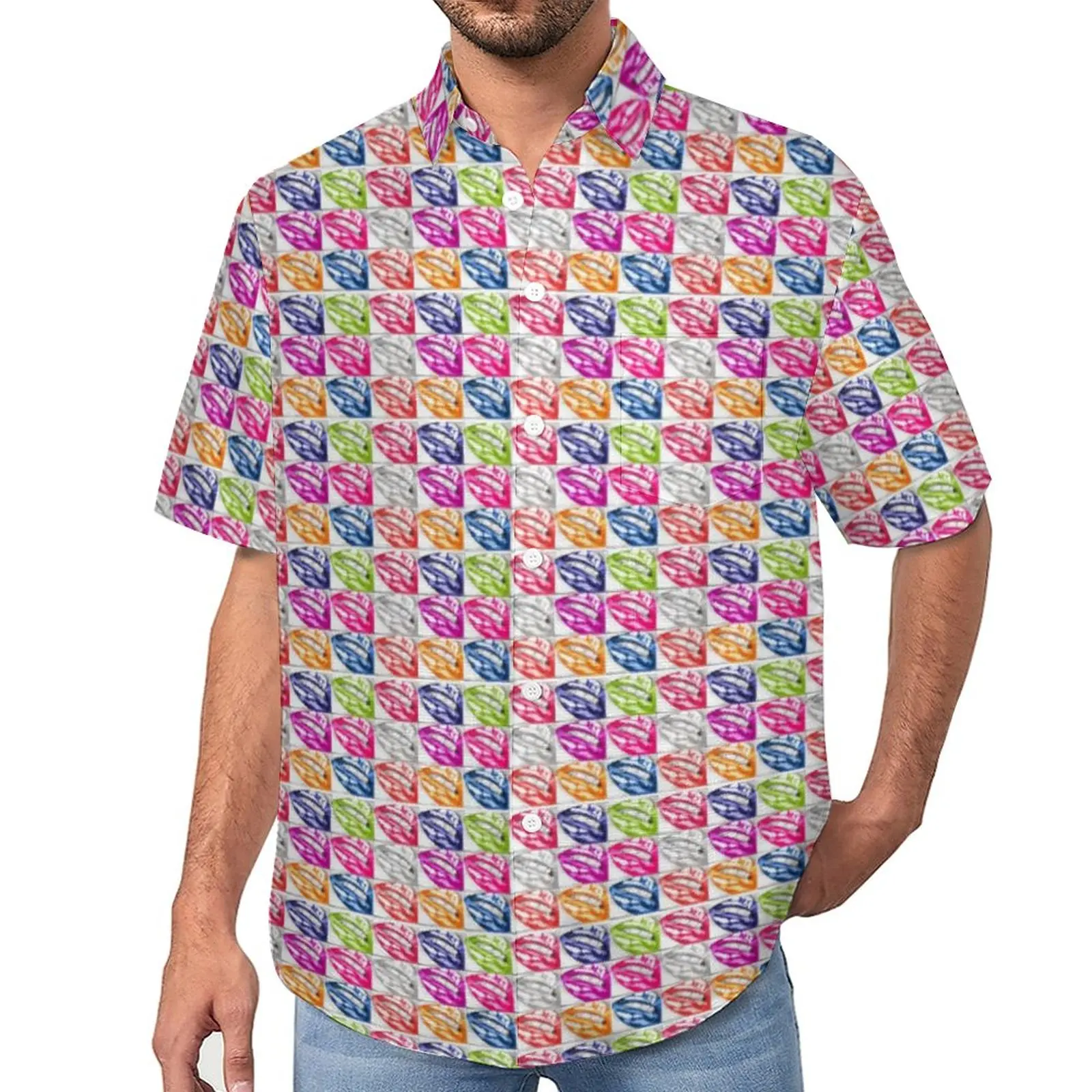 Lips Pop Art Beach Shirt Colorful Mouth Print Summer Casual Shirts Men Streetwear Blouses Short Sleeve Clothing Plus Size 5XL
Lips Pop Art Beach Shirt Colorful Mouth Print Summer Casual Shirts Men Streetwear Blouses Short Sleeve Clothing Plus Size 5XL