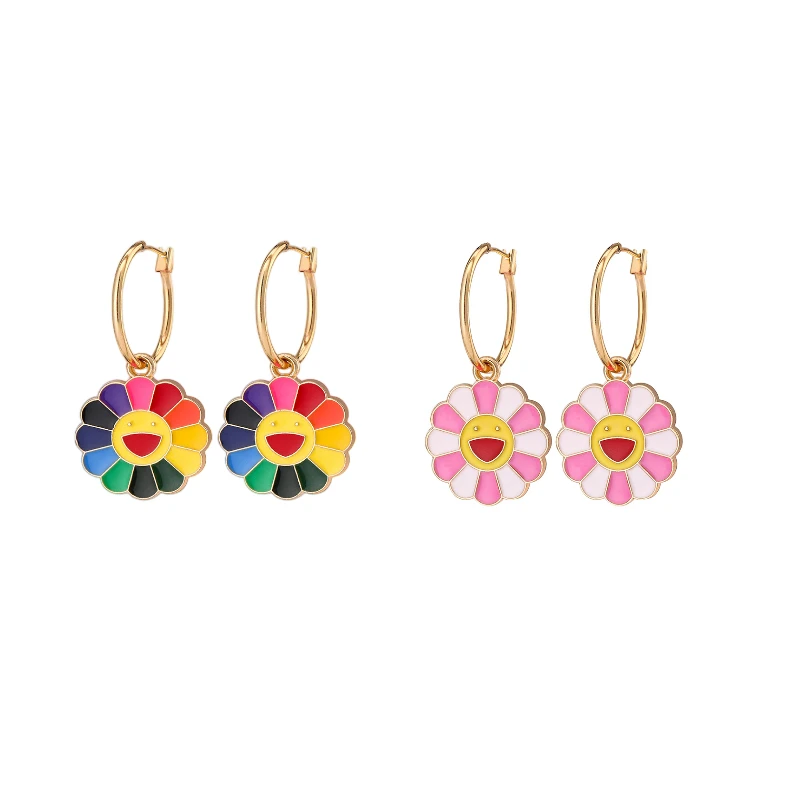 Cute Cartoon Daisy Dangle Earrings Round Happy Face Flower Oil Dropping Metal Hoops Earrings Geometric Colorful Female Jewelry
Cute Cartoon Daisy Dangle Earrings Round Happy Face Flower Oil Dropping Metal Hoops Earrings Geometric Colorful Female Jewelry