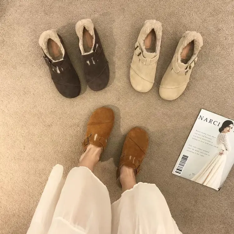 Женские ботинки с пряжкой, однотонные теплые ботинки на меху, без застежки, с плюшевой подкладкой, на плоской подошве, для зимы, 2023
Женские ботинки с пряжкой, однотонные теплые ботинки на меху, без застежки, с плюшевой подкладкой, на плоской подошве, для зимы, 2023