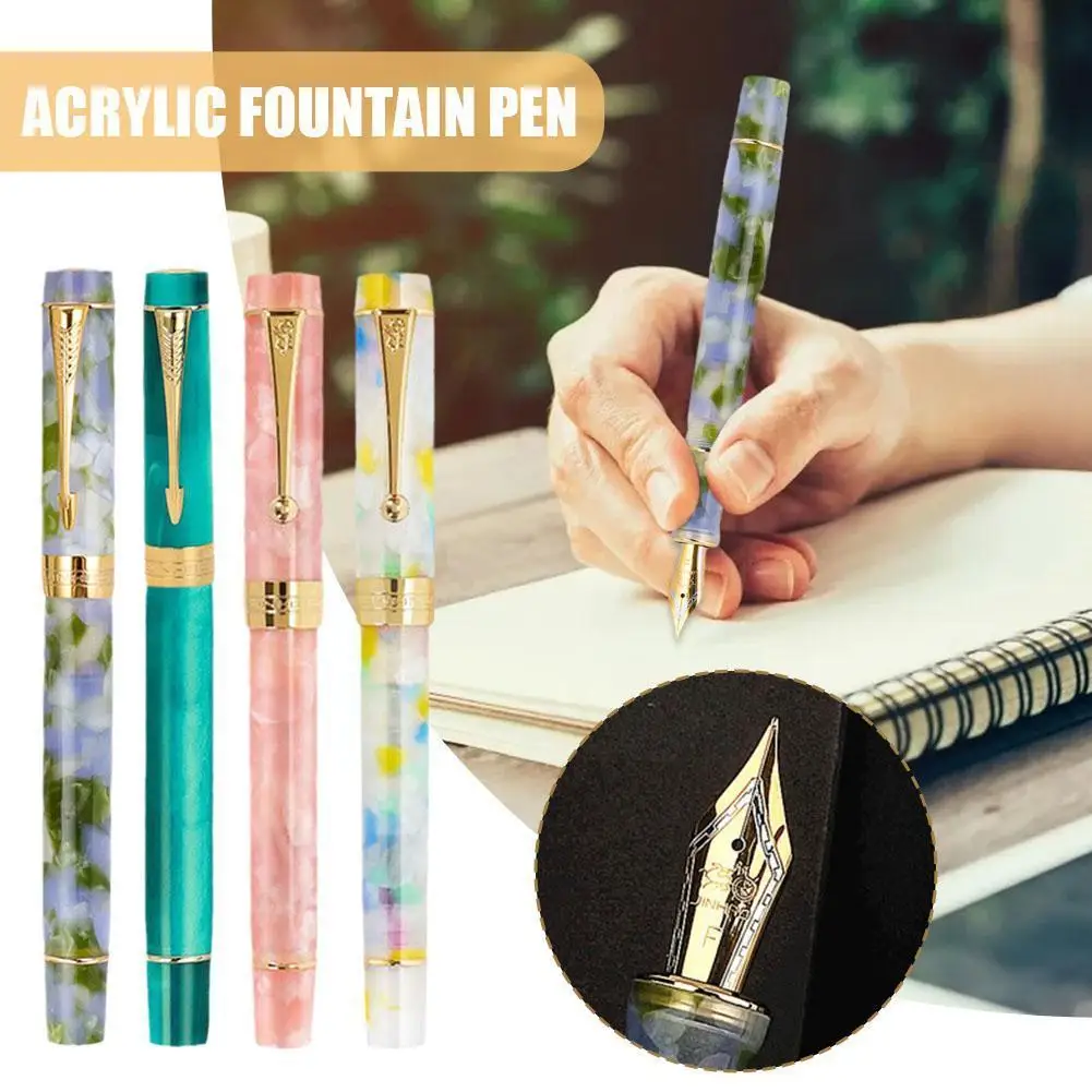 

Business Jinhao 100 Acrylic Fountain Pen Color Spin Orchid Golden Calligraphy Nib Fude Peacock Pen Office 0.5mm Suppl O3h6