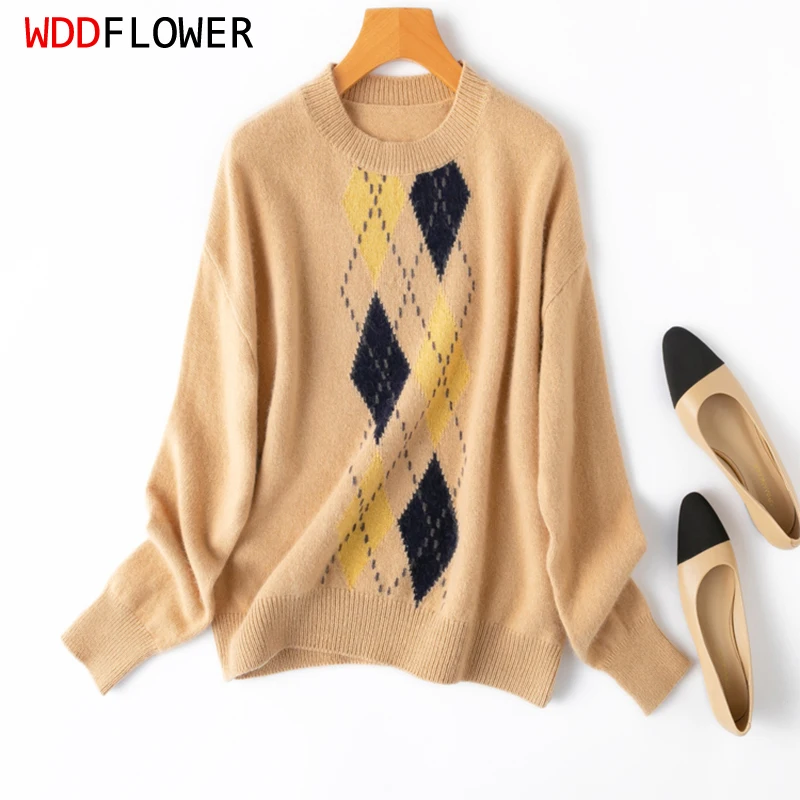 Женский свитер из 50% шерсти, Теплый Зимний пуловер верблюжьего цвета с длинным рукавом и круглым вырезом из 50% меха енота, M1016
Женский свитер из 50% шерсти, Теплый Зимний пуловер верблюжьего цвета с длинным рукавом и круглым вырезом из 50% меха енота, M1016