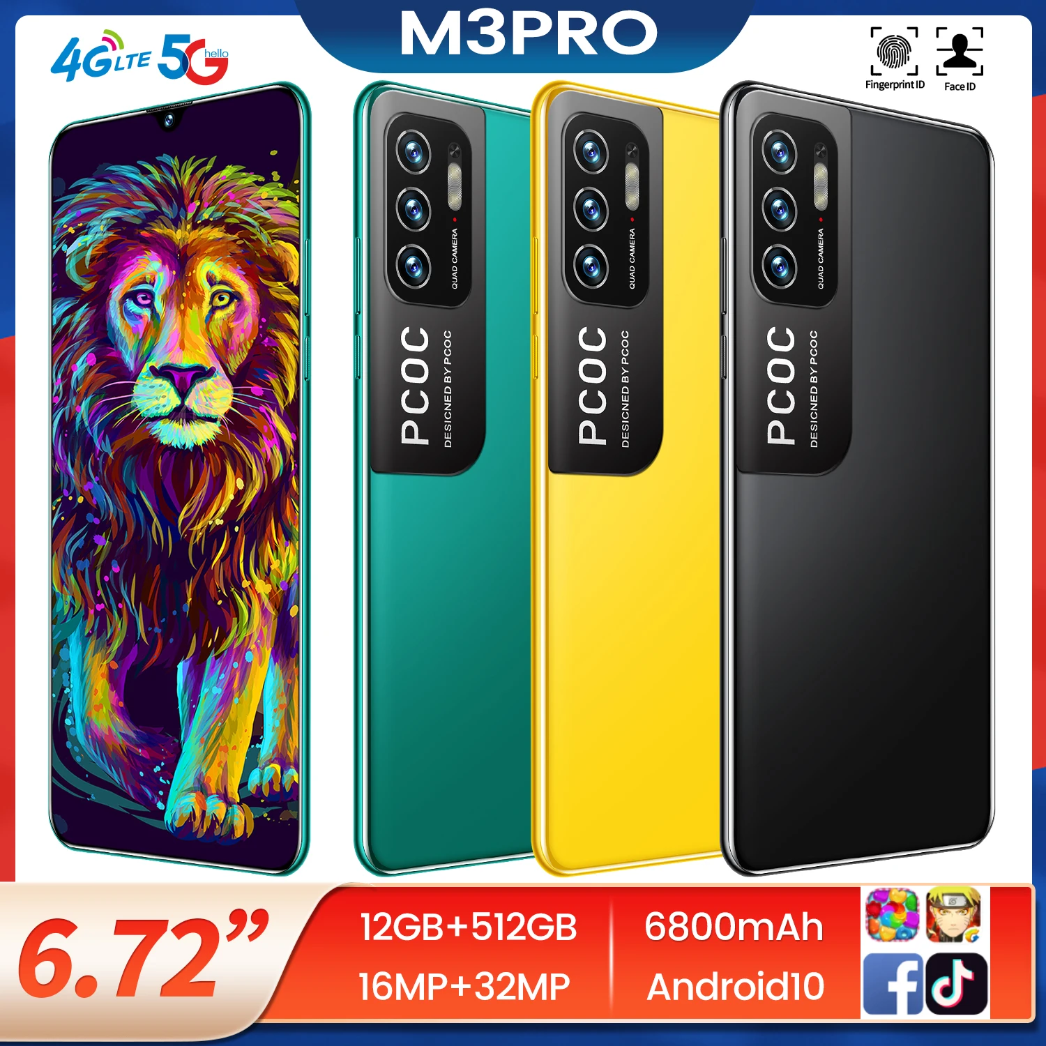 2021 M3 Pro 6.72 Inch Android Smartphone 6800mAh Unlock Global Version 4/5G Android 10 16MP+32MP Moblie Phones Celular
2021 M3 Pro 6.72 Inch Android Smartphone 6800mAh Unlock Global Version 4/5G Android 10 16MP+32MP Moblie Phones Celular