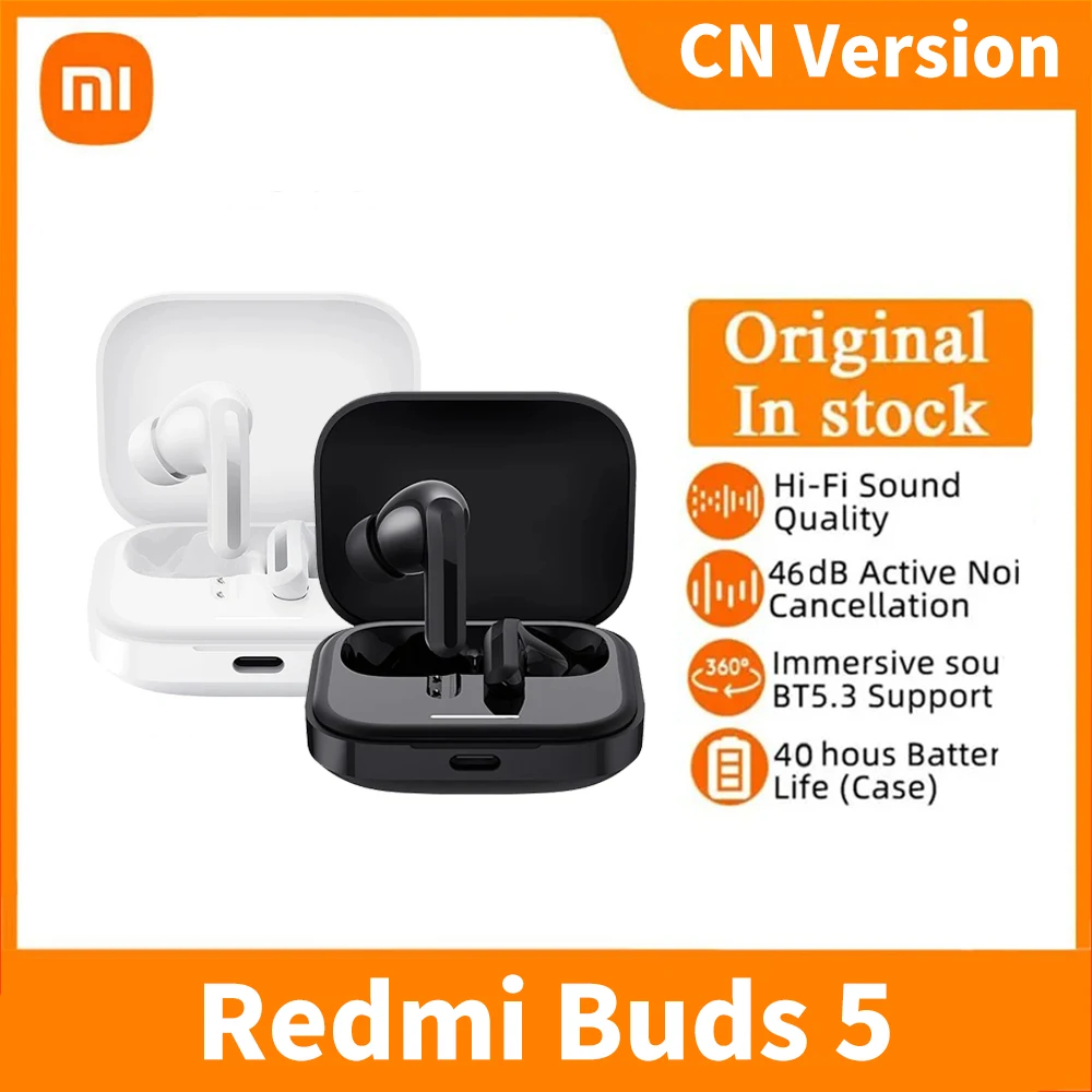Xiaomi Redmi Buds 5 46dB Noise Cancelling Bluetooth 5.3 TWS Earphone 40H Battery Life AI Call Anti Wind Noise Wireless Headphone
Xiaomi Redmi Buds 5 46dB Noise Cancelling Bluetooth 5.3 TWS Earphone 40H Battery Life AI Call Anti Wind Noise Wireless Headphone