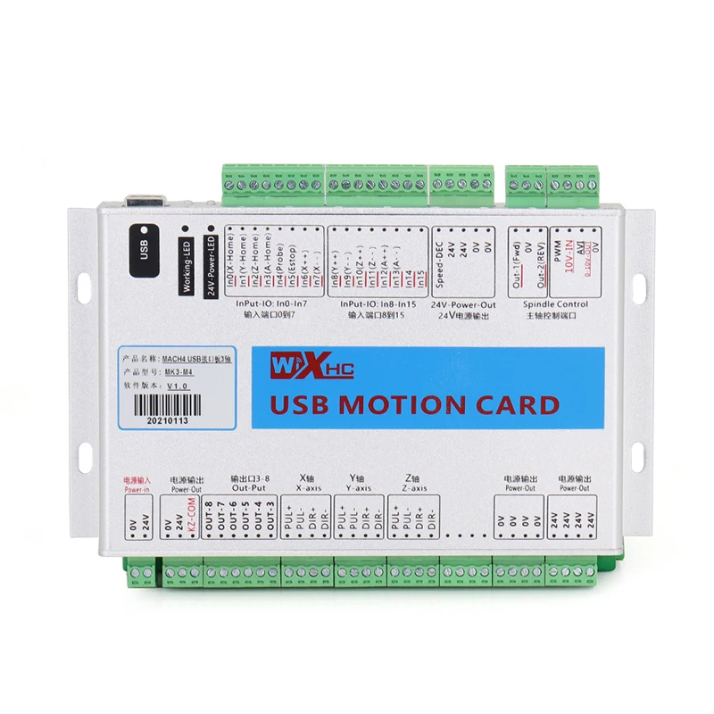 MK3-M4 3-Axis/ MK4-M4 4-Axis/ MK6-M4 6-Axis MACH4 CNC Breakout Board 2000KHz USB Motion Card for Engravers Lathe Machines
MK3-M4 3-Axis/ MK4-M4 4-Axis/ MK6-M4 6-Axis MACH4 CNC Breakout Board 2000KHz USB Motion Card for Engravers Lathe Machines