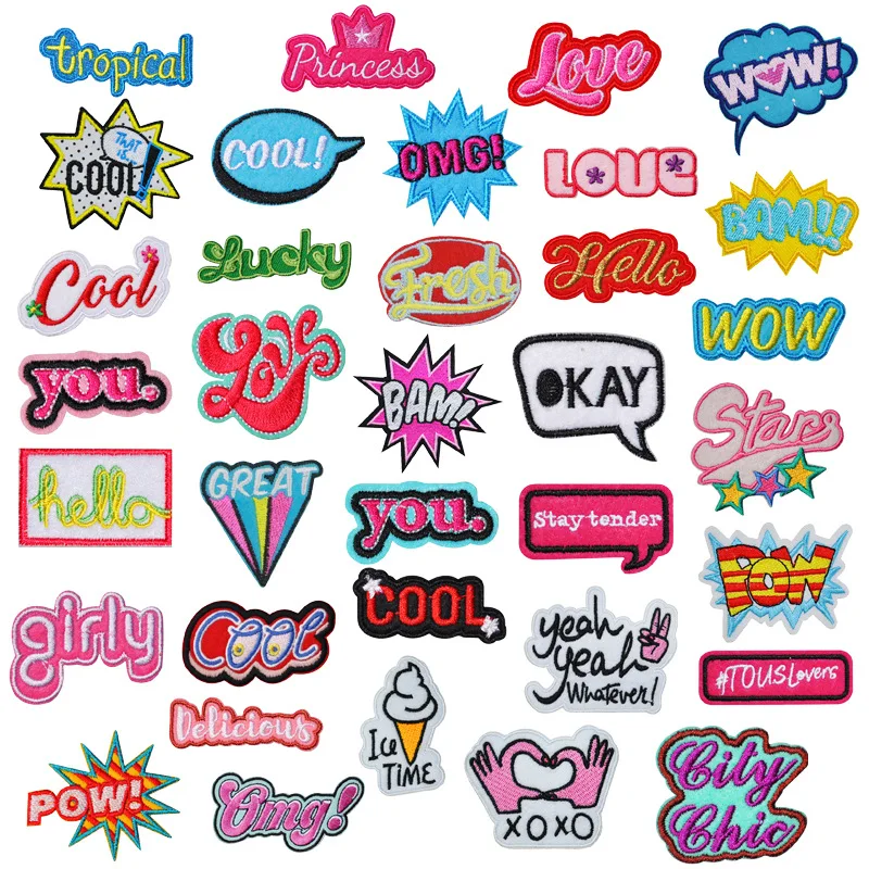 5Pcs Colorful Letters Embroideried Patches Cute Cartoon Words Iron on Patches for Clothes Punk Badges Cool Fashion Words Pattern
5Pcs Colorful Letters Embroideried Patches Cute Cartoon Words Iron on Patches for Clothes Punk Badges Cool Fashion Words Pattern