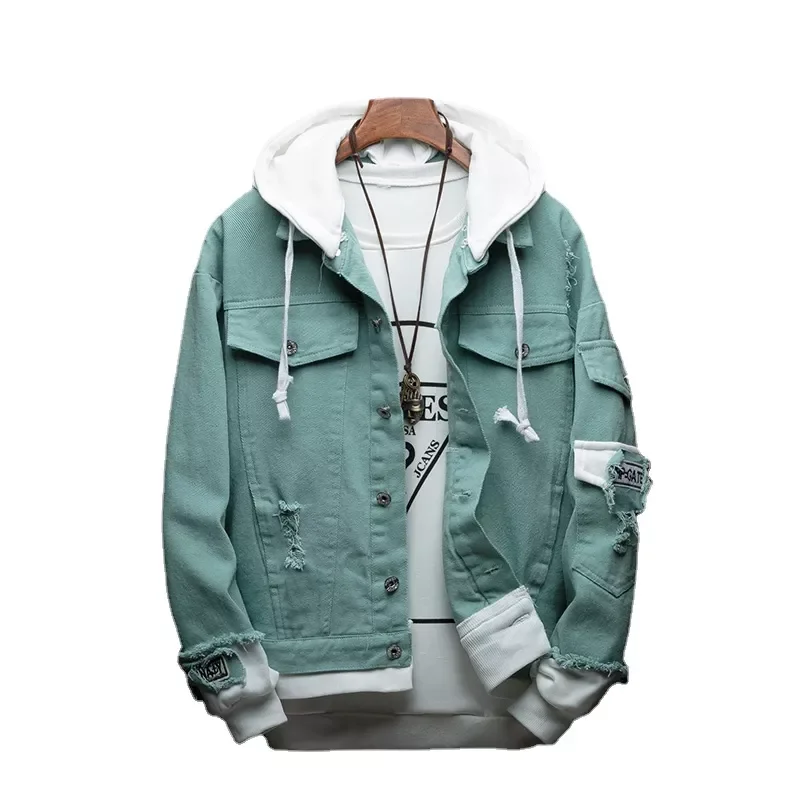 Autumn Hooded Denim Jackets Pink Jean Coats Good Quality Men Cotton Holes Denim Coats Fashion Jean Jackets Size 3XL
Autumn Hooded Denim Jackets Pink Jean Coats Good Quality Men Cotton Holes Denim Coats Fashion Jean Jackets Size 3XL