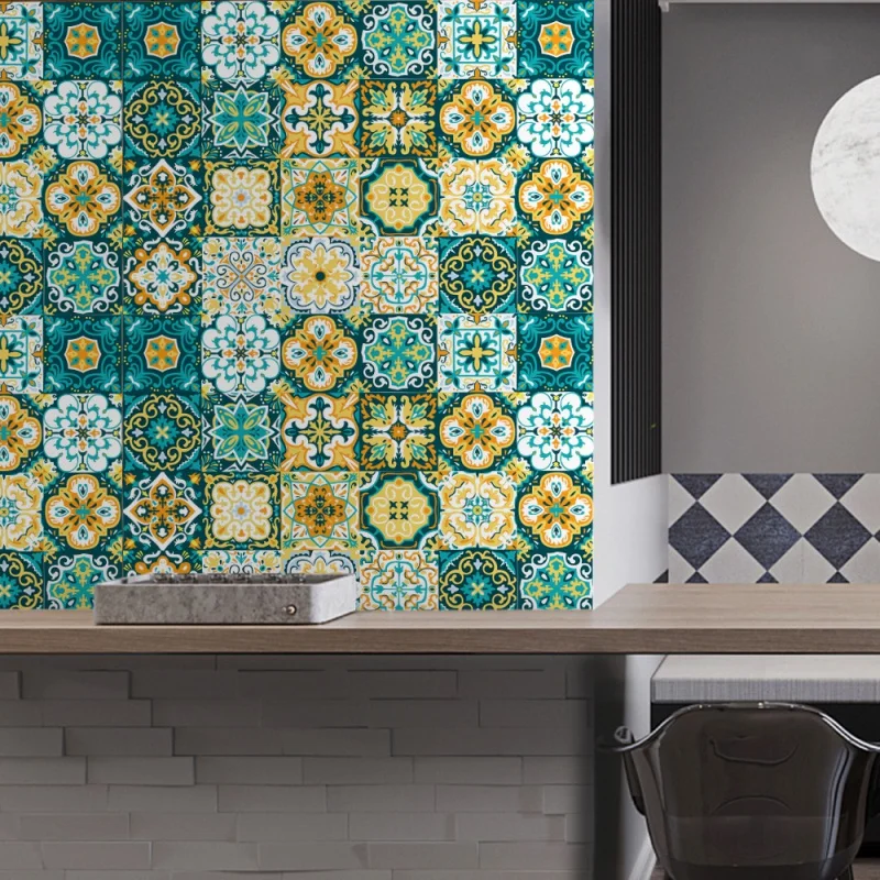 

[Wall Decor] Et103 Cross-Border Coated Moroccan Style Tile Sticker Retro Tile Tile Sticker Decorative DIY Self-Adhesive Wall Sti