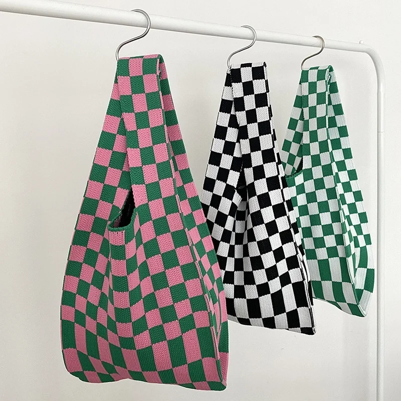 Knitting Fabric Women Handbag Chequer Chess Design Eco Small Shopping Bag Decoration Purses Woolen Plaid Cloth Tote for Ladies
Knitting Fabric Women Handbag Chequer Chess Design Eco Small Shopping Bag Decoration Purses Woolen Plaid Cloth Tote for Ladies