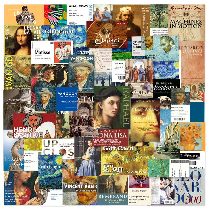 10/25/50PCS Oil Painting Art Stickers Van Gogh Mona Lisa Cartoon Graffiti Sticker Laptop Luggage Hand Account Decoration Gifts 
10/25/50PCS Oil Painting Art Stickers Van Gogh Mona Lisa Cartoon Graffiti Sticker Laptop Luggage Hand Account Decoration Gifts