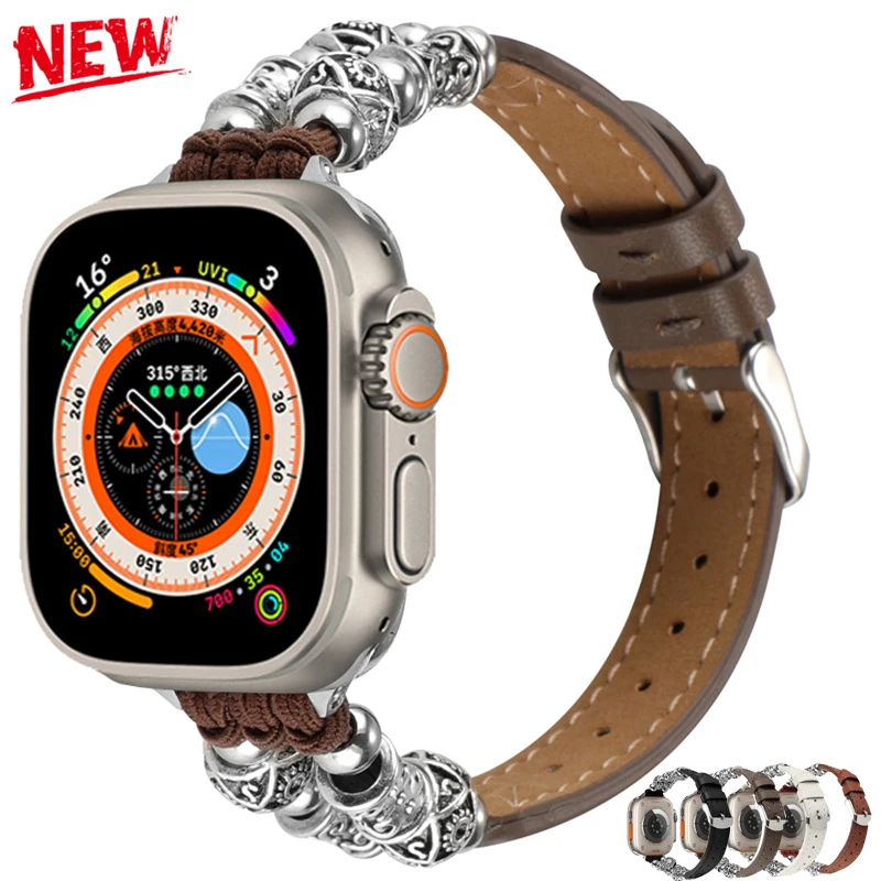 Retro Leather Strap For Apple Watch Strap 40mm 44mm 41mm 45mm 49mm Handmade Beads Bracelet iWatch Band Series 4 5 6 7 8 SE Ultra
Retro Leather Strap For Apple Watch Strap 40mm 44mm 41mm 45mm 49mm Handmade Beads Bracelet iWatch Band Series 4 5 6 7 8 SE Ultra