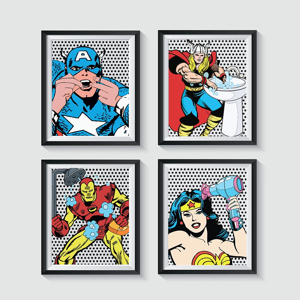 Modern Toilet Set Of 4 The Avengers Spiderman Canvas Art Painting Poster and Print Wall Art Picture for Bathroom Home Decoration
Modern Toilet Set Of 4 The Avengers Spiderman Canvas Art Painting Poster and Print Wall Art Picture for Bathroom Home Decoration