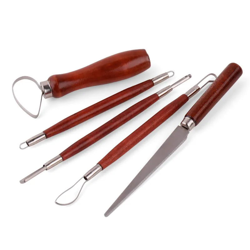 Clay Sculpture Tools 5pc/set Wooden Handle Carving Knife Clay Cutter DIY Ceramic Blank Triming Sculpture Carving Modeling Tool 
Clay Sculpture Tools 5pc/set Wooden Handle Carving Knife Clay Cutter DIY Ceramic Blank Triming Sculpture Carving Modeling Tool