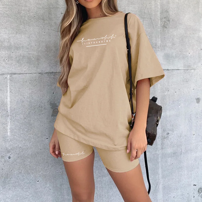 Summer Women Short Sleeve Shorts 2 Piece Sets Elastic Waist Casual Letter Print Sporty Biker Shorts Streetwear Dropshipping 2022
Summer Women Short Sleeve Shorts 2 Piece Sets Elastic Waist Casual Letter Print Sporty Biker Shorts Streetwear Dropshipping 2022