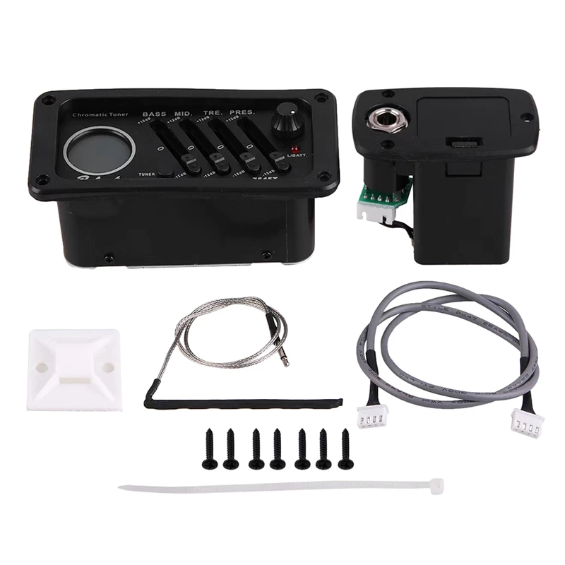 EQ-7545T Wood Guitar Pickup With Tuner Acoustic Guitar Preamp Volume Control Presence Bass Middle Treble
EQ-7545T Wood Guitar Pickup With Tuner Acoustic Guitar Preamp Volume Control Presence Bass Middle Treble