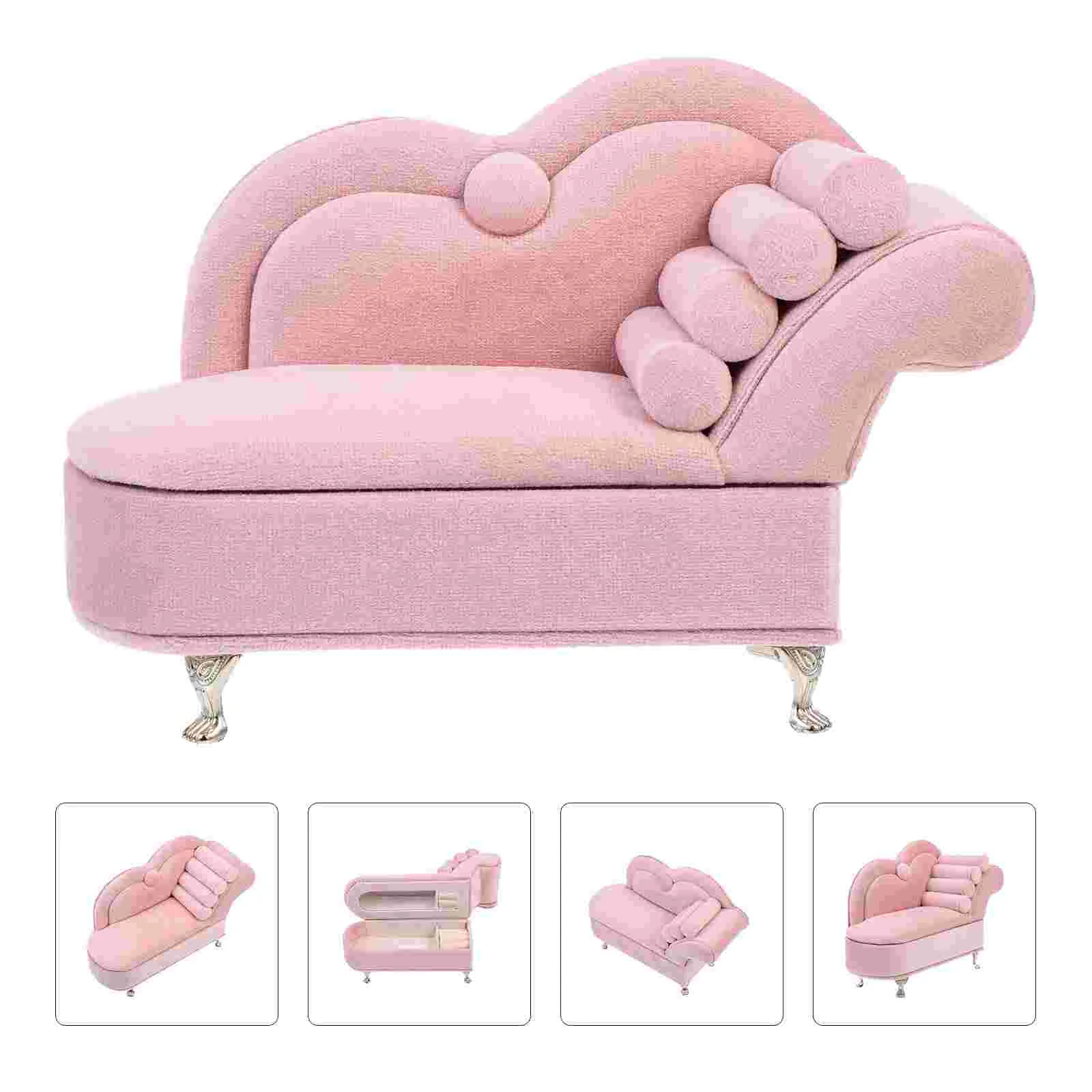 

Mini House Sofaature Armchair Sofa Delicate Model Craft Decors Adorn Jewelry Box Crafts Flannel Individual