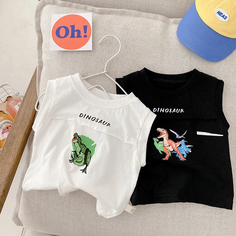 Child Dinosaur Sleeveless T Shirt Summer Boys Cartoon Print Loose Pure Cotton Tank Tops Kids Casual Vest
Child Dinosaur Sleeveless T Shirt Summer Boys Cartoon Print Loose Pure Cotton Tank Tops Kids Casual Vest