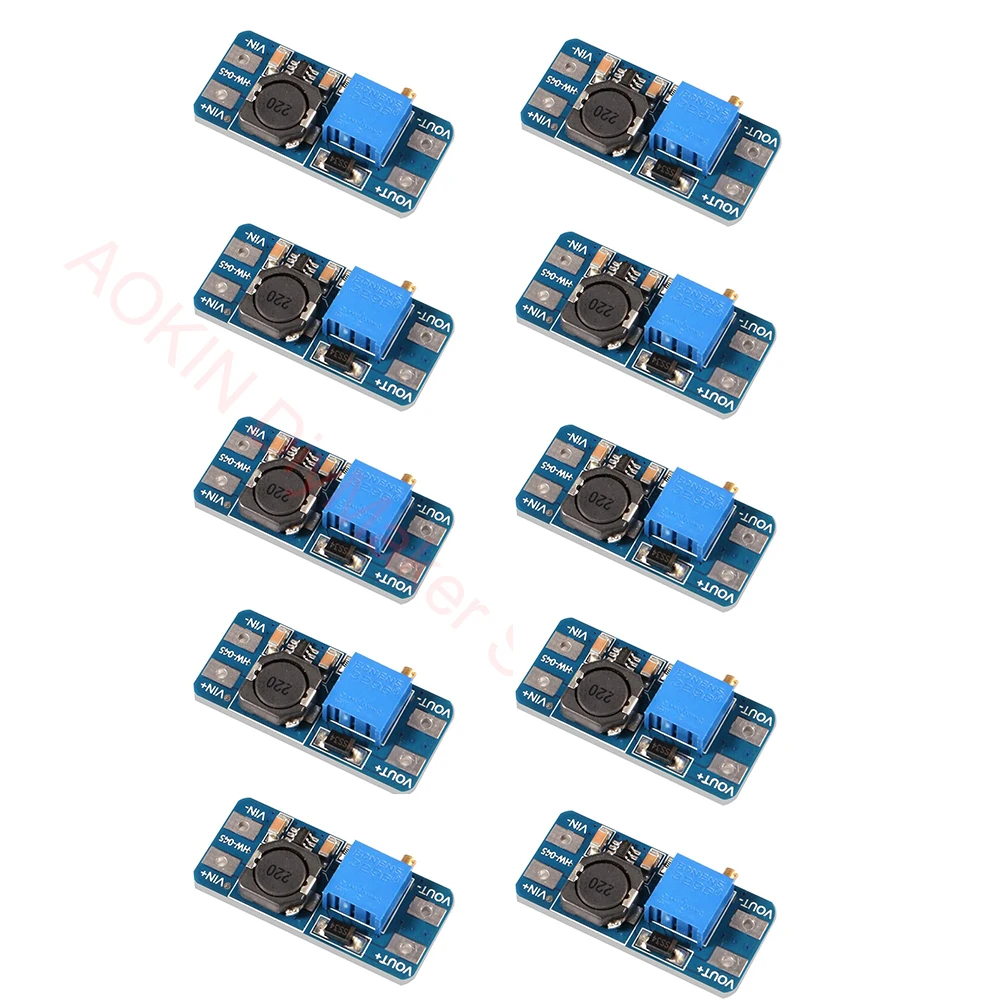 

10pcs MT3608 DC-DC Boost Converter 2A Adjustable Step Up Module Voltage Regulator 2V-24V to 5V-28V Voltage for Arduino