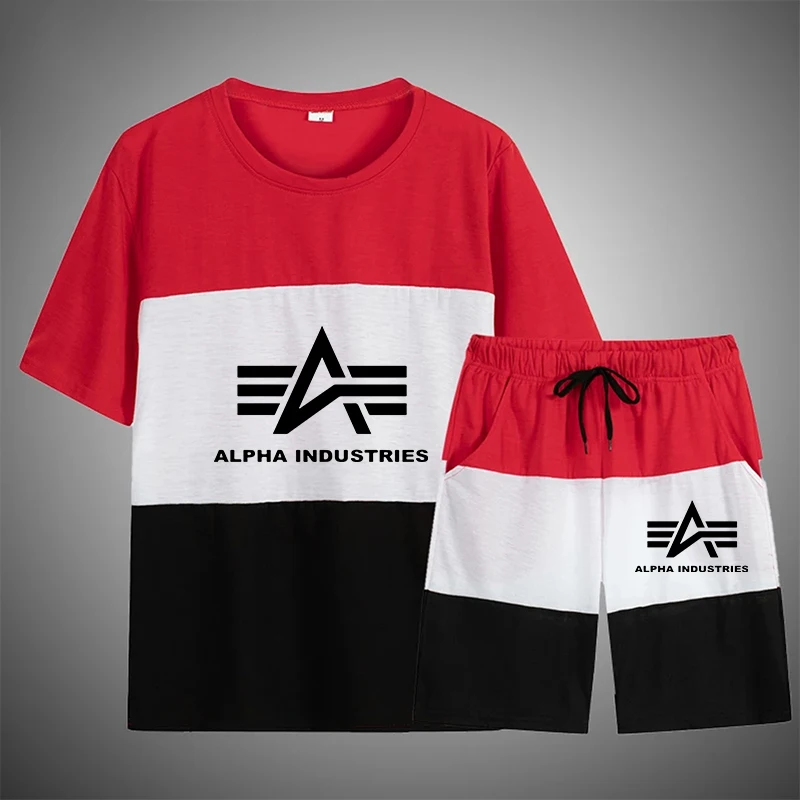 Men's ALPHA Print Summer Suits Short Sleeve T-shirt and Shorts Suit Casual Striped Streetwear Bodybuilding Clothing for Male
Men's ALPHA Print Summer Suits Short Sleeve T-shirt and Shorts Suit Casual Striped Streetwear Bodybuilding Clothing for Male