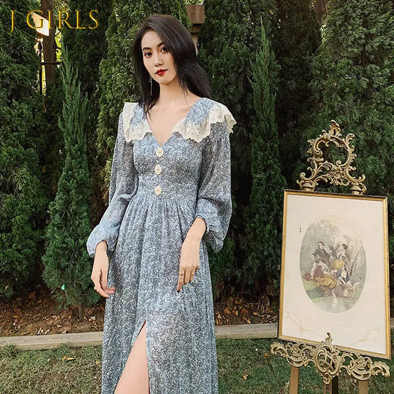 J GIRLS JuneLove Women Floral Split Dress Lace Stitch Peter Pan Collar Long Sleeve Female Dress Sexy Backless Holiday Print
J GIRLS JuneLove Women Floral Split Dress Lace Stitch Peter Pan Collar Long Sleeve Female Dress Sexy Backless Holiday Print