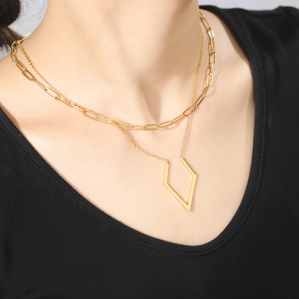 Cazador Minimalist Geometric Rhombus Necklaces for Women Stainless Steel Pendant Necklaces Fashion 2022 Jewelry Birthday Gift
Cazador Minimalist Geometric Rhombus Necklaces for Women Stainless Steel Pendant Necklaces Fashion 2022 Jewelry Birthday Gift