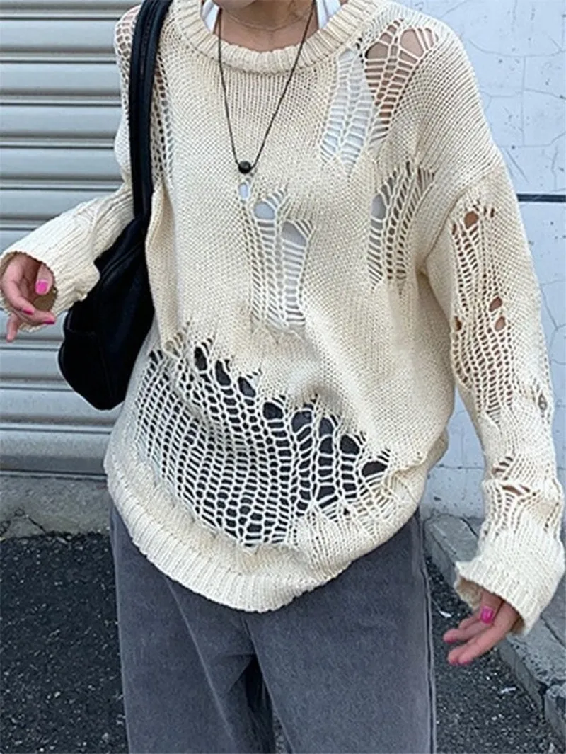 Women Sweater Round Neck Long Sleeve Solid Color Irregular Hollow-out Crochet Knitted Pullover Tops
Women Sweater Round Neck Long Sleeve Solid Color Irregular Hollow-out Crochet Knitted Pullover Tops
