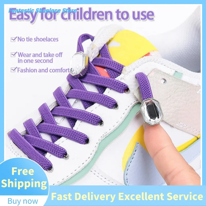 Fashion Diamond No Tie Shoelaces Colorful Rhinestone Shoe Laces without Ties Elastic Laces Sneakers Kids Adult Flat Shoelace
Fashion Diamond No Tie Shoelaces Colorful Rhinestone Shoe Laces without Ties Elastic Laces Sneakers Kids Adult Flat Shoelace