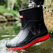 Men Rain Boots Waterproof Outdoor Walking Shoes High Mens Water Shoes Rain Sneakers Non-slip Fisherman Boots