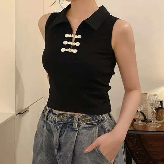 Summer Tanks Women Temperament Simple Chic Sleeveless Slim Crop Tops Basic Chinese Style Fashion Streetwear All-match Clothing
Summer Tanks Women Temperament Simple Chic Sleeveless Slim Crop Tops Basic Chinese Style Fashion Streetwear All-match Clothing