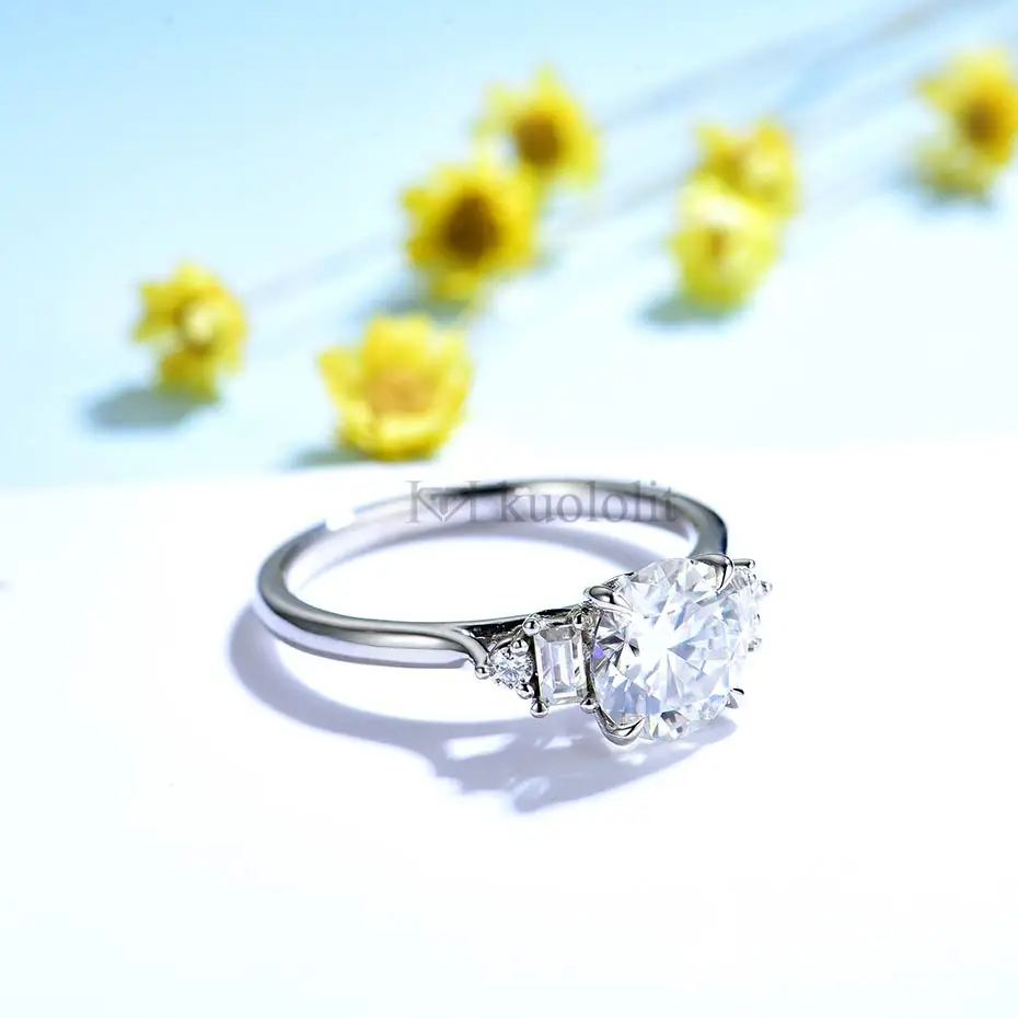 

Женское кольцо из белого золота kuolit 2CT Round Moissanite 18K 14K 10K, роскошное кольцо для помолвки, подарки