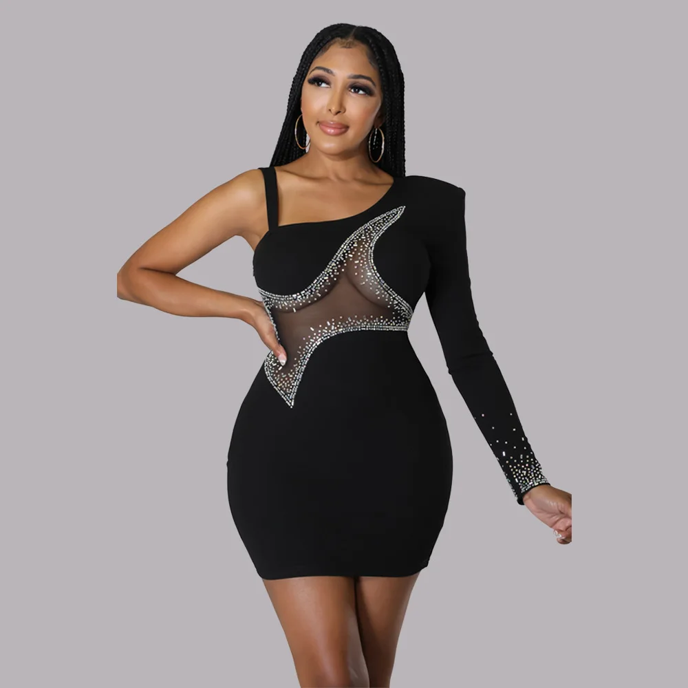 Sexy Celebrity Party Mini Dress Vestidos Best Quality Fashion Design Dress Solid Diamond V-neck One Shoulder
Sexy Celebrity Party Mini Dress Vestidos Best Quality Fashion Design Dress Solid Diamond V-neck One Shoulder