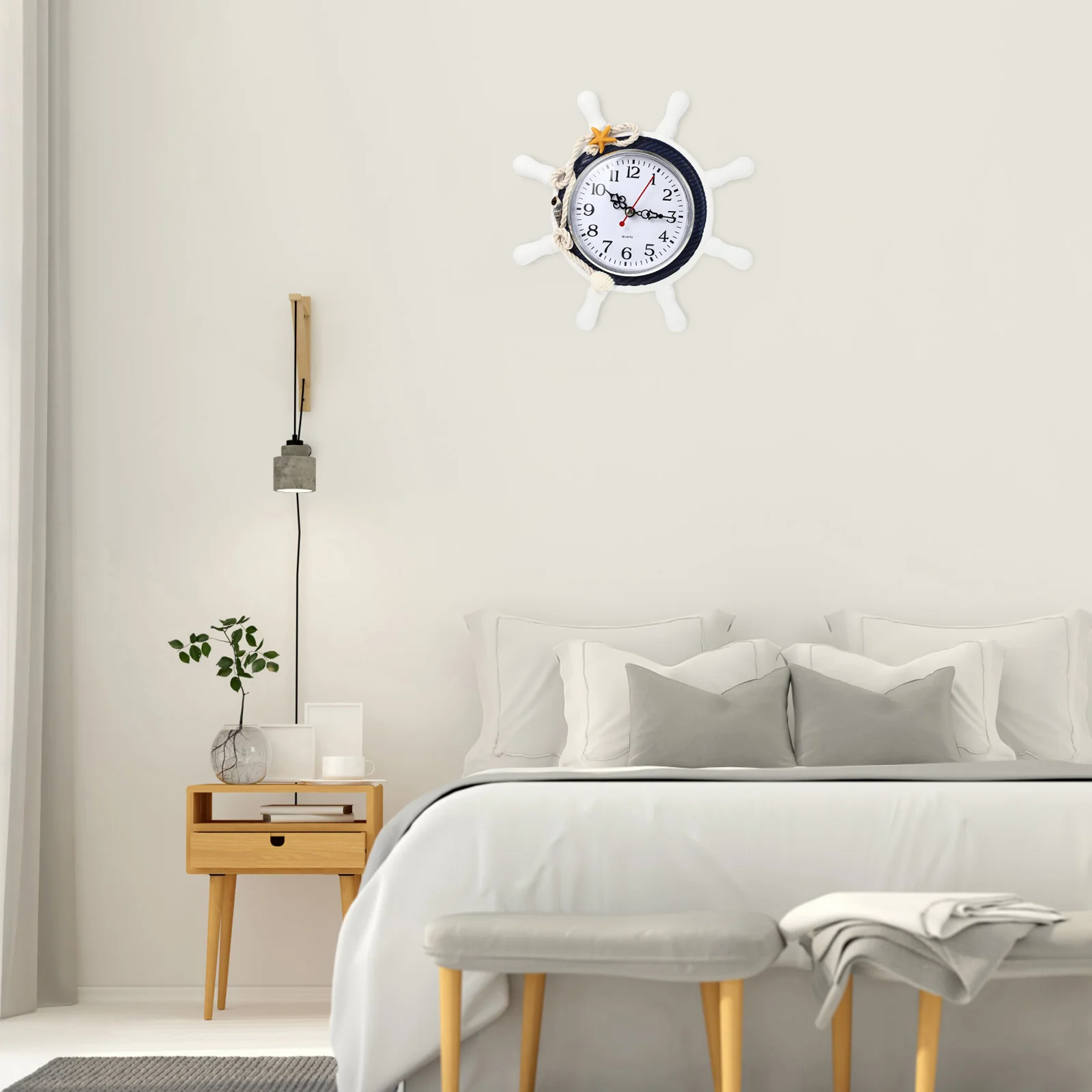 

Nautical ship wheel wall mount clock Wall Clock Steering Wheel Wall Clock Mediterranean Style Silent Wall Clock for Home Towel