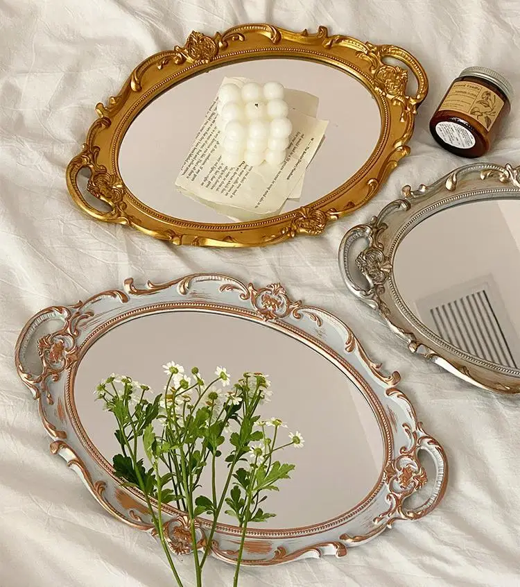 European Decorative Plate Storage Tray Oval Plate Jewelry Display Rotary Candy Decor Tray Mirror Decorative Make Up Mirror
European Decorative Plate Storage Tray Oval Plate Jewelry Display Rotary Candy Decor Tray Mirror Decorative Make Up Mirror