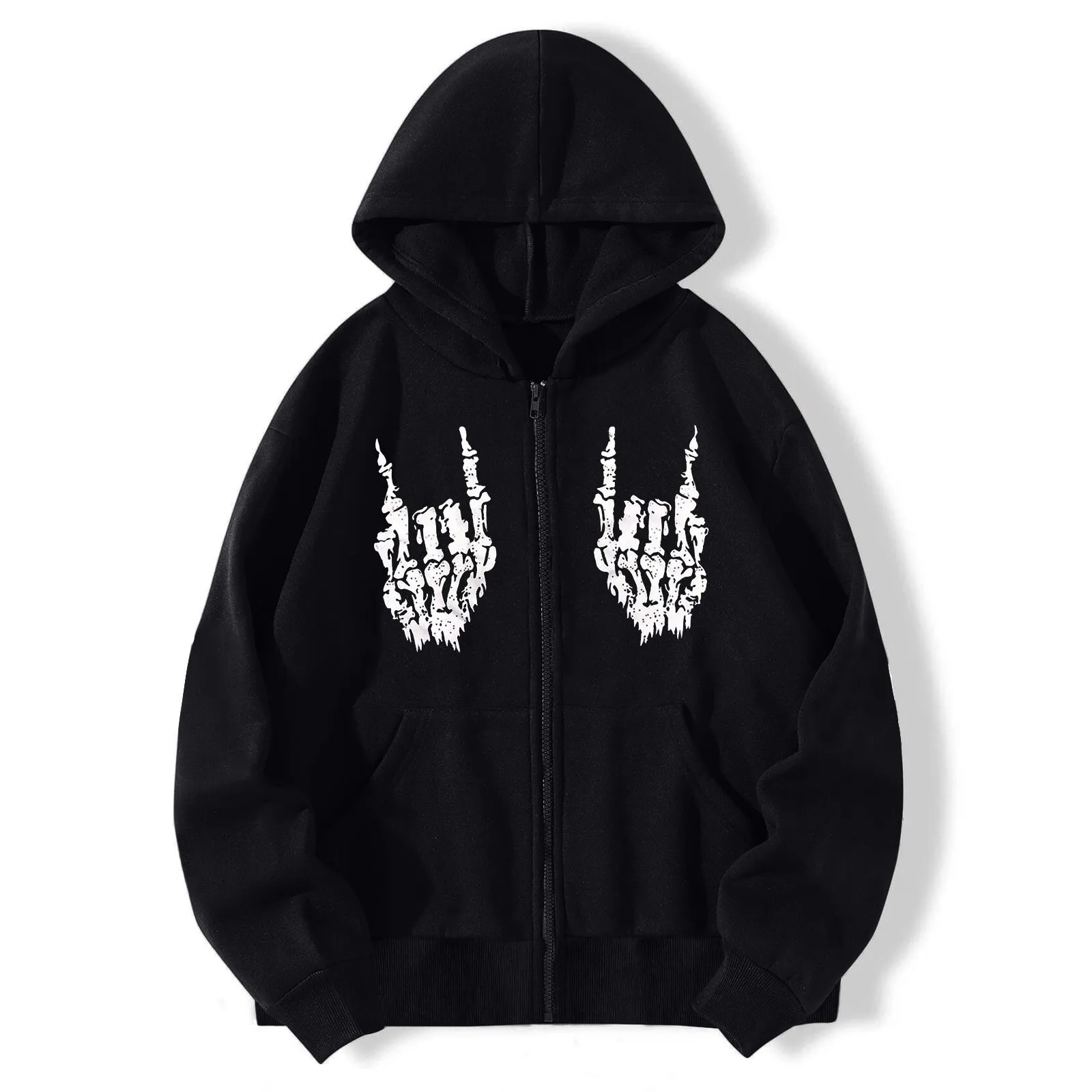Women Skeleton Print Gothic Style Long Sleeve Hoodlies Zipper Thermal Hoodie With Pocket Coat Womens Hooded Night Shirt 
Women Skeleton Print Gothic Style Long Sleeve Hoodlies Zipper Thermal Hoodie With Pocket Coat Womens Hooded Night Shirt