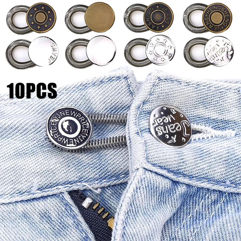 10PCS Metal Spring Jeans Button Pants Jeans Adjustable Waist Extender Buttons Free Sewing Retractable DIY Waistband Button
10PCS Metal Spring Jeans Button Pants Jeans Adjustable Waist Extender Buttons Free Sewing Retractable DIY Waistband Button