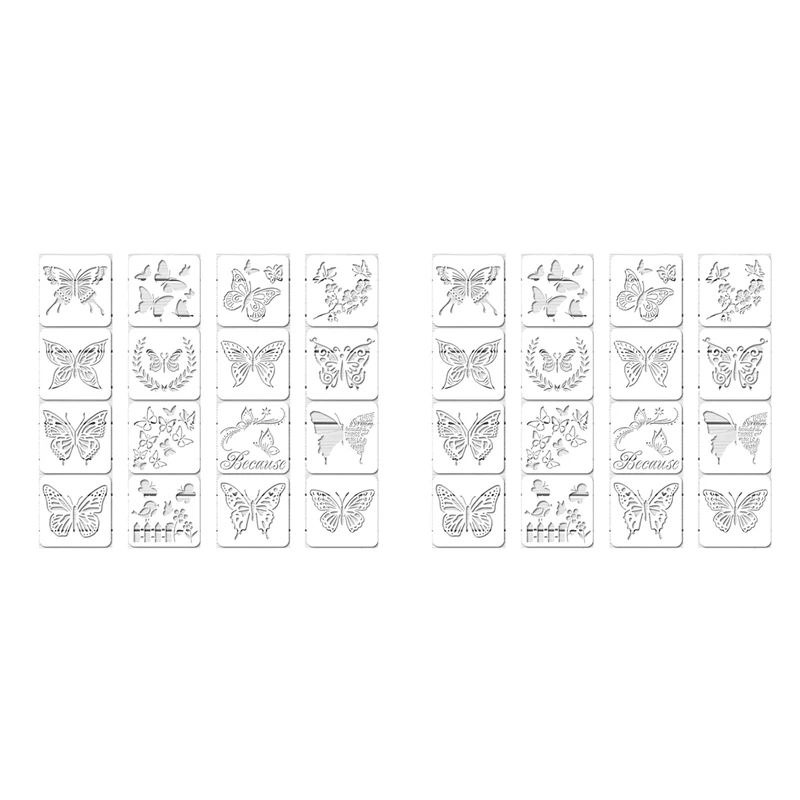 32Pcs Reusable Butterfly Stencils Butterfly Template Art Painting Stencils for Paint Craft Wall DIY Decor (6 x 6 Inches)
32Pcs Reusable Butterfly Stencils Butterfly Template Art Painting Stencils for Paint Craft Wall DIY Decor (6 x 6 Inches)