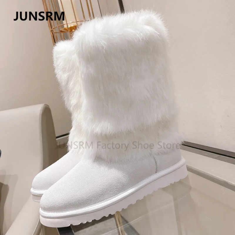 2022 Sheepskin Thicken Keep Warm Slip on Ankle Boots Round Toe Kid Rabbit Fur Warm Boots Women Winter Comfort Snow Botas Mujer
2022 Sheepskin Thicken Keep Warm Slip on Ankle Boots Round Toe Kid Rabbit Fur Warm Boots Women Winter Comfort Snow Botas Mujer