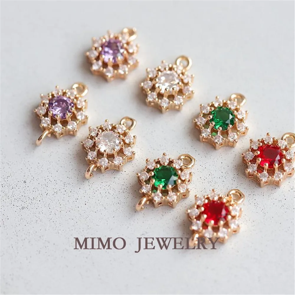 Color protection gold plated round micro set color zircon single and double ring pendant DIY hand accessories
Color protection gold plated round micro set color zircon single and double ring pendant DIY hand accessories