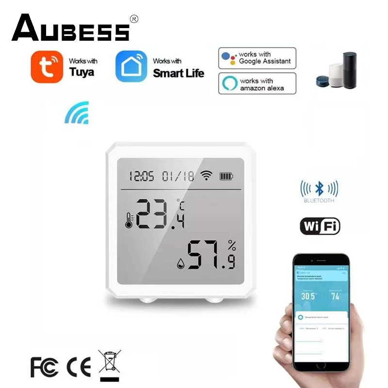 Датчик температуры и влажности Aubess, Wi-Fi, Bluetooth, комнатный гигрометр, термометр с поддержкой Alexa Google Assistant 2022
Датчик температуры и влажности Aubess, Wi-Fi, Bluetooth, комнатный гигрометр, термометр с поддержкой Alexa Google Assistant 2022