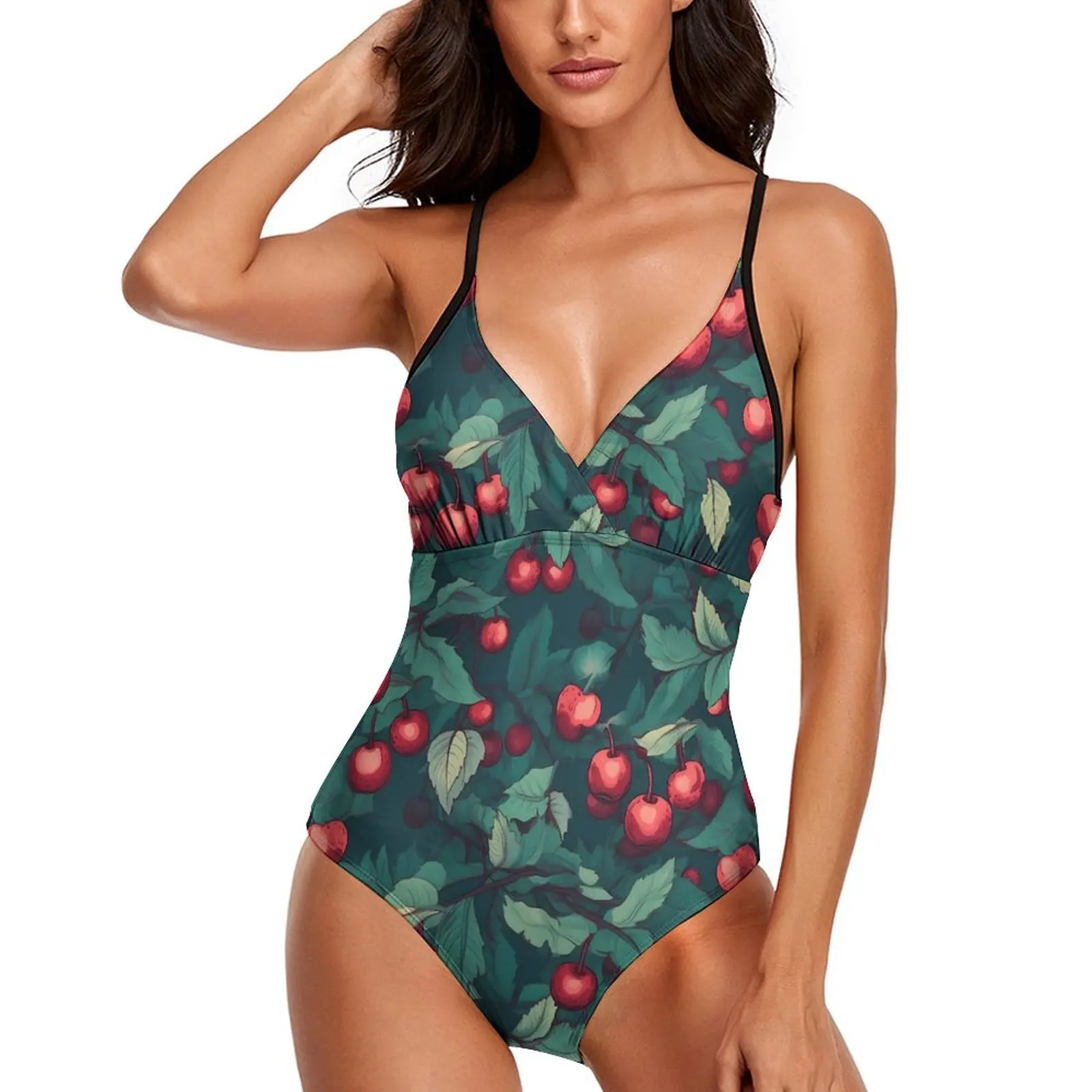 Cherries Print Swimsuit Green Leaves Print One-Piece Swimwear Cute Bathing Suit Sexy Hollow Out Bodysuit Ladies Beach Wear
Cherries Print Swimsuit Green Leaves Print One-Piece Swimwear Cute Bathing Suit Sexy Hollow Out Bodysuit Ladies Beach Wear