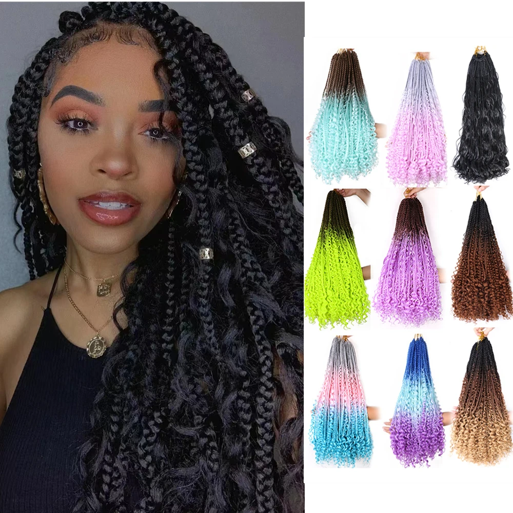 Box Braids Bohemian Curly Ends Synthetic Crochet Braiding Hair Extensions Fake Hair Ombre Pink Purple 20 24 Inch African Curls
Box Braids Bohemian Curly Ends Synthetic Crochet Braiding Hair Extensions Fake Hair Ombre Pink Purple 20 24 Inch African Curls