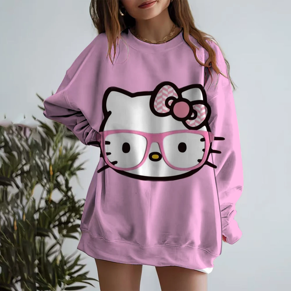 Толстовка пуловер толстовки с капюшоном женские HELLO KITTY длинным рукавом и принтом