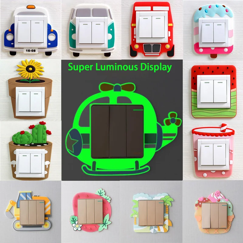3D мультяшный светящийся Переключатель наклейка розетка Силиконовая Защитная Наклейка Детская комната Наклейка для украшения дома 
3D мультяшный светящийся Переключатель наклейка розетка Силиконовая Защитная Наклейка Детская комната Наклейка для украшения дома