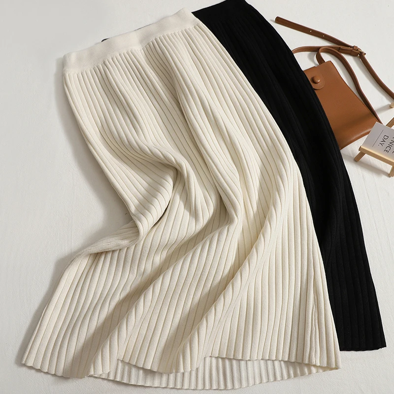 Hikigawa Chic Fashion New Knitted Pit Slim Fit Women Skirts Solid Gentle Vintage High Waist Elasticed Versatile Midi Skirt Mujer
Hikigawa Chic Fashion New Knitted Pit Slim Fit Women Skirts Solid Gentle Vintage High Waist Elasticed Versatile Midi Skirt Mujer