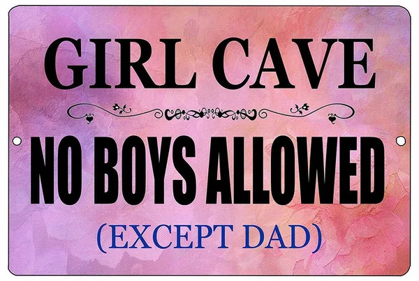

Girl Cave Metal Sign Wall Decor Bar Daughter Pink No Boys Allowed Bedroom Door 1
