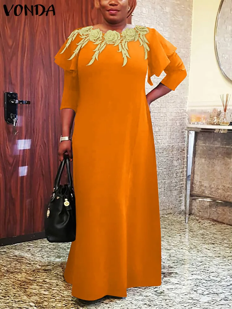 Fashion Women Vintage Maxi Dress 2022 VONDA Oversize Dresses Vintage Holiday Party Half Sleeve Party Vestidos Femininas Robe
Fashion Women Vintage Maxi Dress 2022 VONDA Oversize Dresses Vintage Holiday Party Half Sleeve Party Vestidos Femininas Robe
