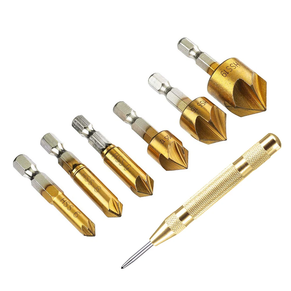 6PCS Hex Shank Five-blade Chamfering Tool High Speed Steel Chamfering Knife Woodworking Hole Opener Countersink Center Punch
6PCS Hex Shank Five-blade Chamfering Tool High Speed Steel Chamfering Knife Woodworking Hole Opener Countersink Center Punch